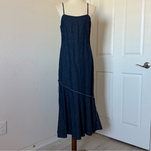 Zara Dark Blue Denim Midi Dress - Picture 2 of 10
